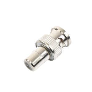 Adaptador en L?nea para 75 Ohm, de Conector BNC Macho a RCA Hembra en Aplicaciones de Audio-Video para C?maras, Monitores y DVR's.