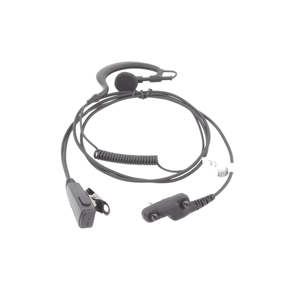 Micrófono - audífono de gancho ajustable al oído cable con resorte con conector de dos pines atornillable para ICOM