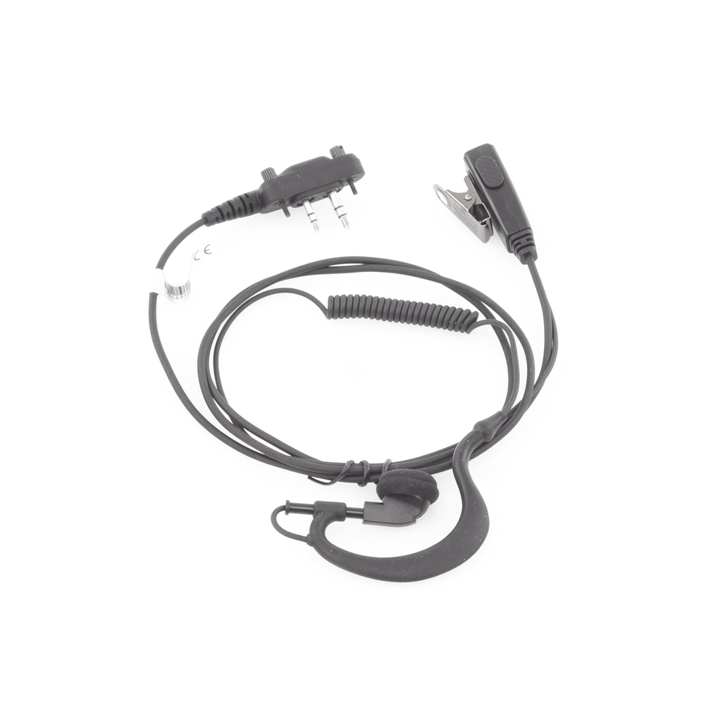 Micrófono - audífono de gancho ajustable al oído cable con resorte con conector de dos pines atornillable para ICOM - Image 3