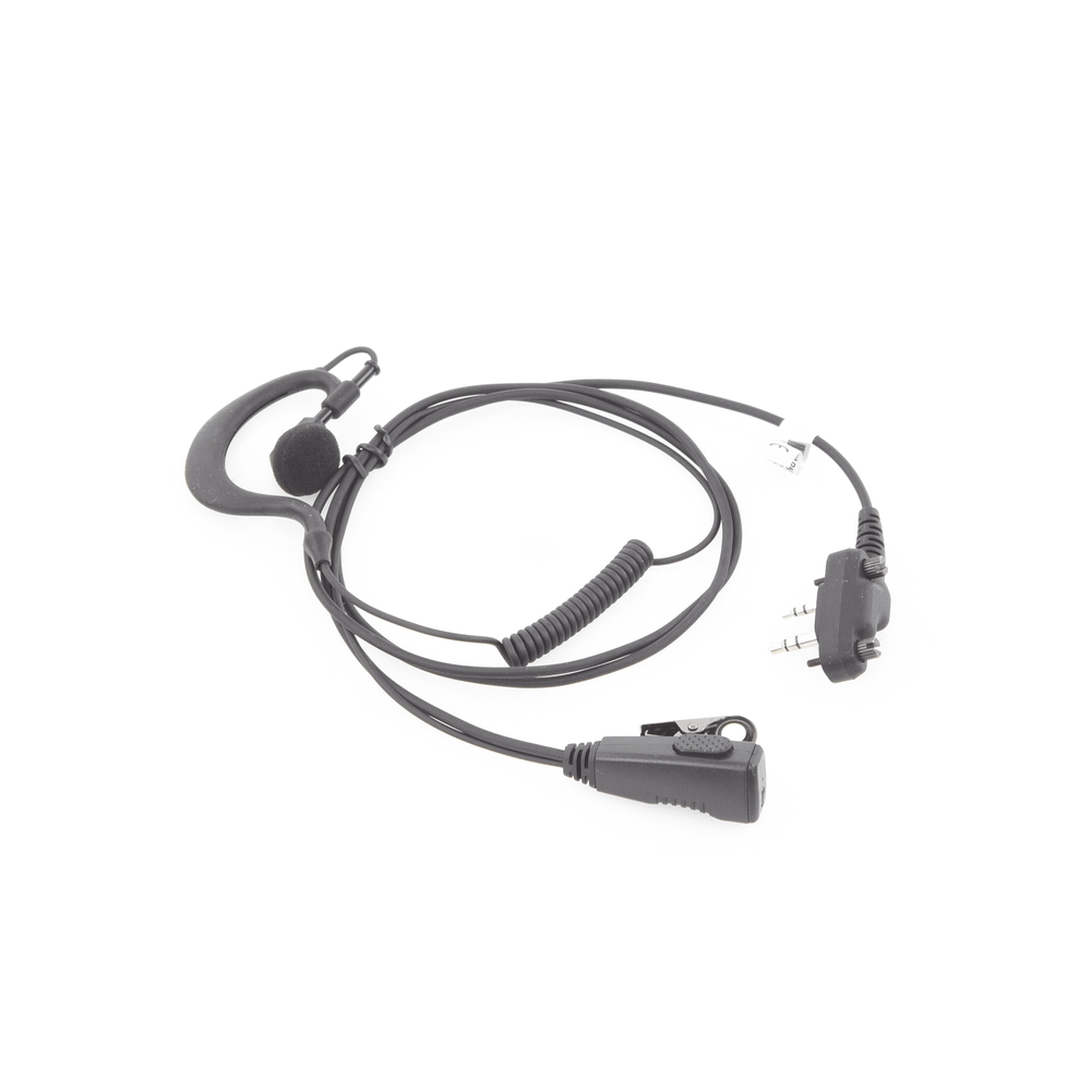 Micrófono - audífono de gancho ajustable al oído cable con resorte con conector de dos pines atornillable para ICOM - Image 4