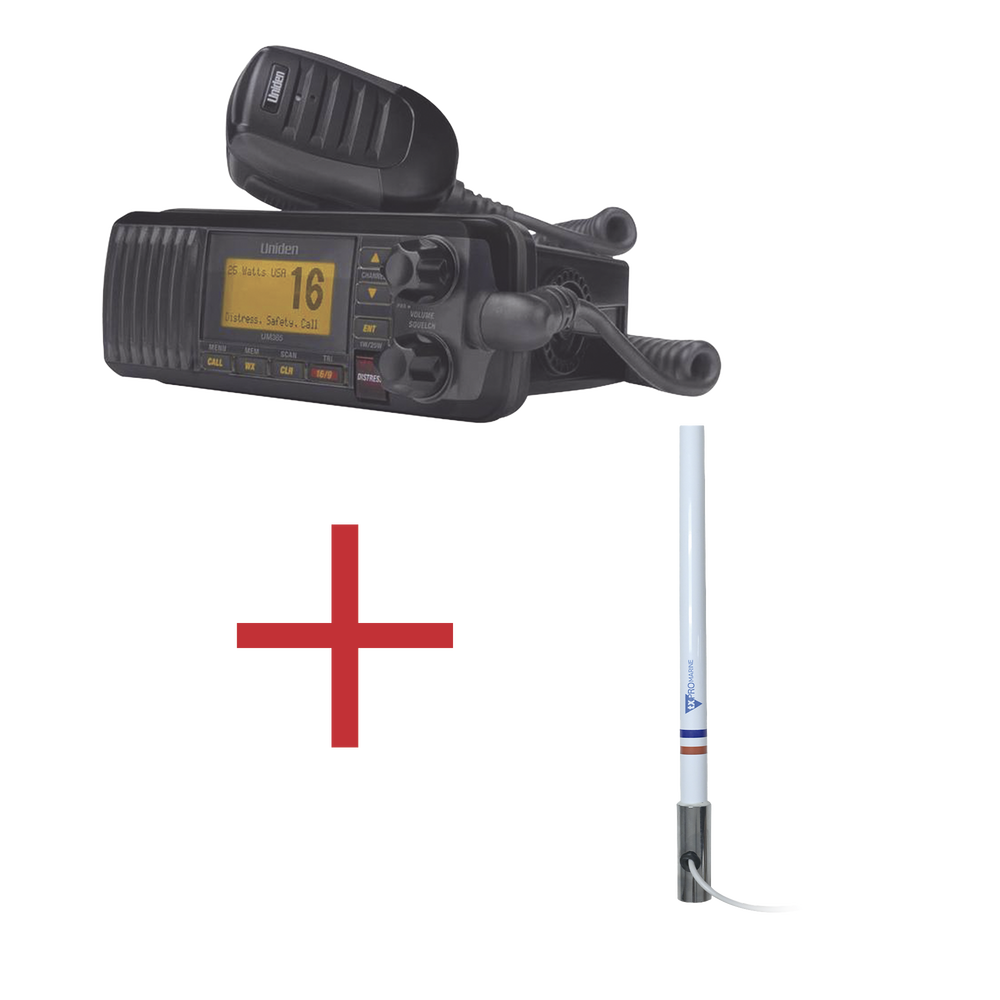 Kit de radio UM385BK | mas antena marina de fibra de vidrio TX-5101SYS/10M fabricada en fibra de vidrio con base roscable de acero inoxidable - Image 2