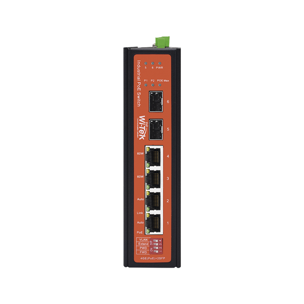 Switch Industrial PoE++ y pasivo de 24V / No administrable con 4 puertos Gigabit + 2 SFP / Presupuesto máx 180 W / Watchdog - Image 2