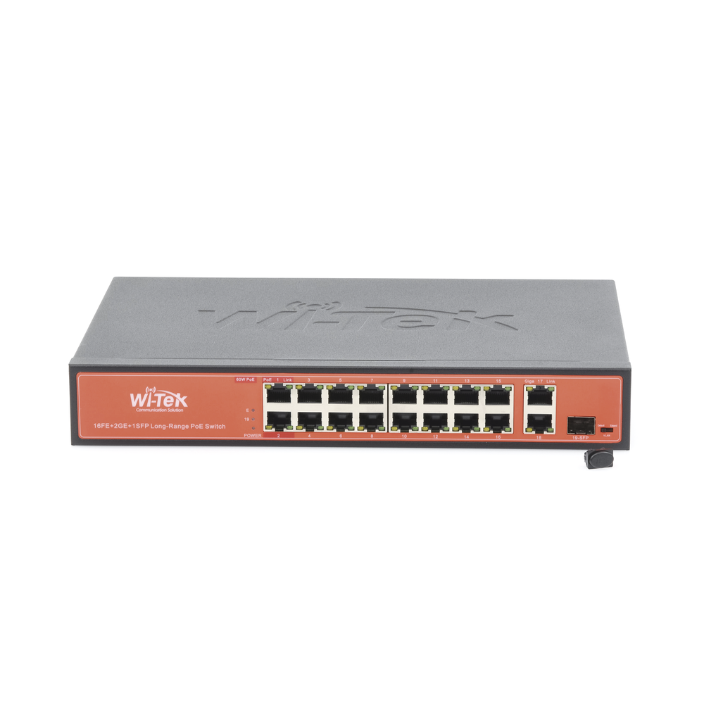 Switch PoE (802.3af/at/bt) / No administrable de largo alcance / Hasta 250m / 16 x 10/100Mbps (PoE) + 2 x 100/1000Mbps + 1 x SFP / 200 W - Image 2
