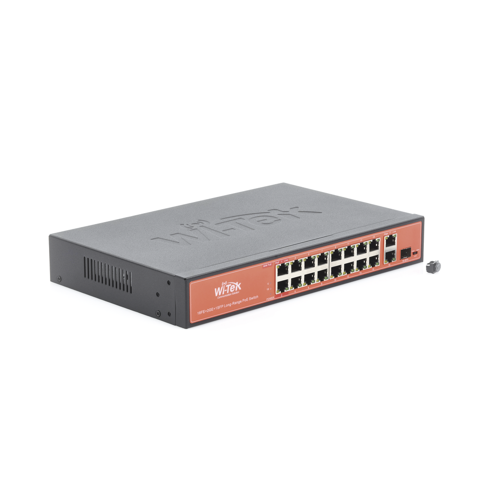 Switch PoE (802.3af/at/bt) / No administrable de largo alcance / Hasta 250m / 16 x 10/100Mbps (PoE) + 2 x 100/1000Mbps + 1 x SFP / 200 W - Image 3