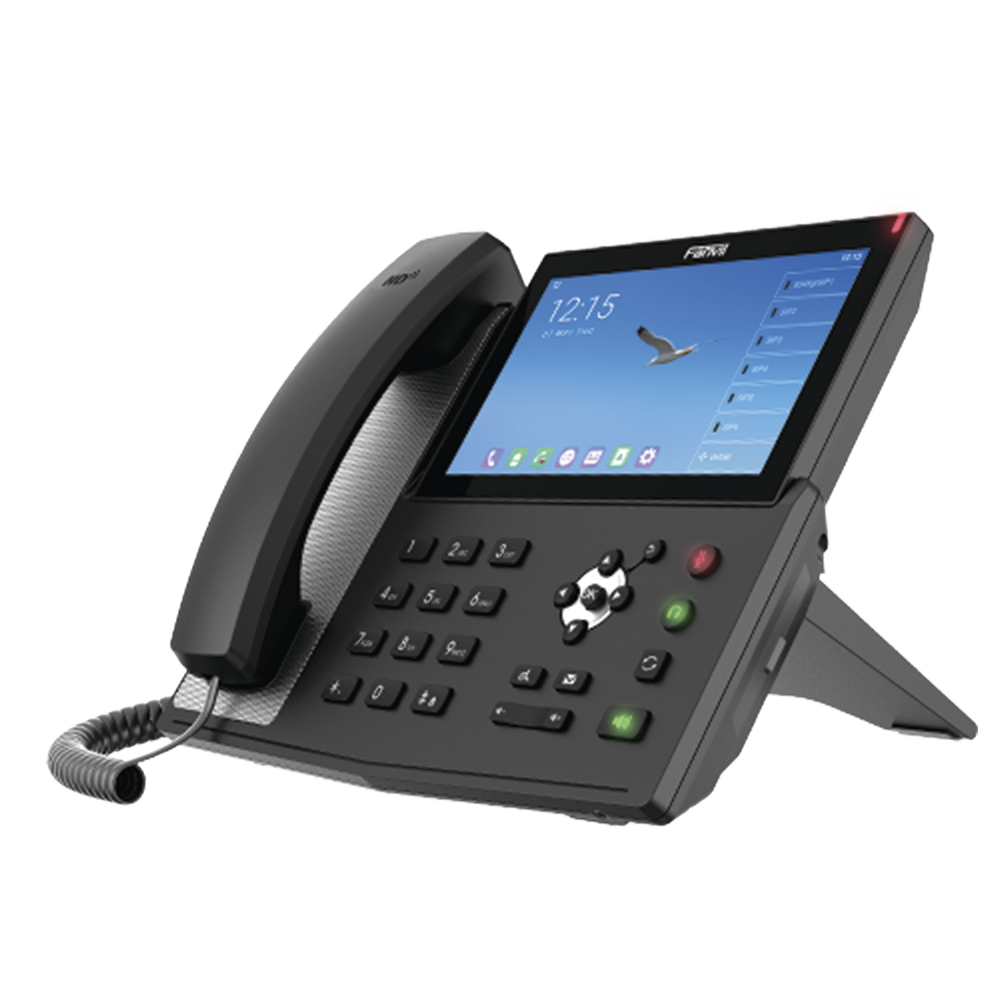 Teléfono IP Android Empresarial para 20 lineas SIP, pantalla táctil, Wi-Fi y Bluetooth, PoE, hasta 112 botones DSS, puertos Gigabit, soporta recepción de video.