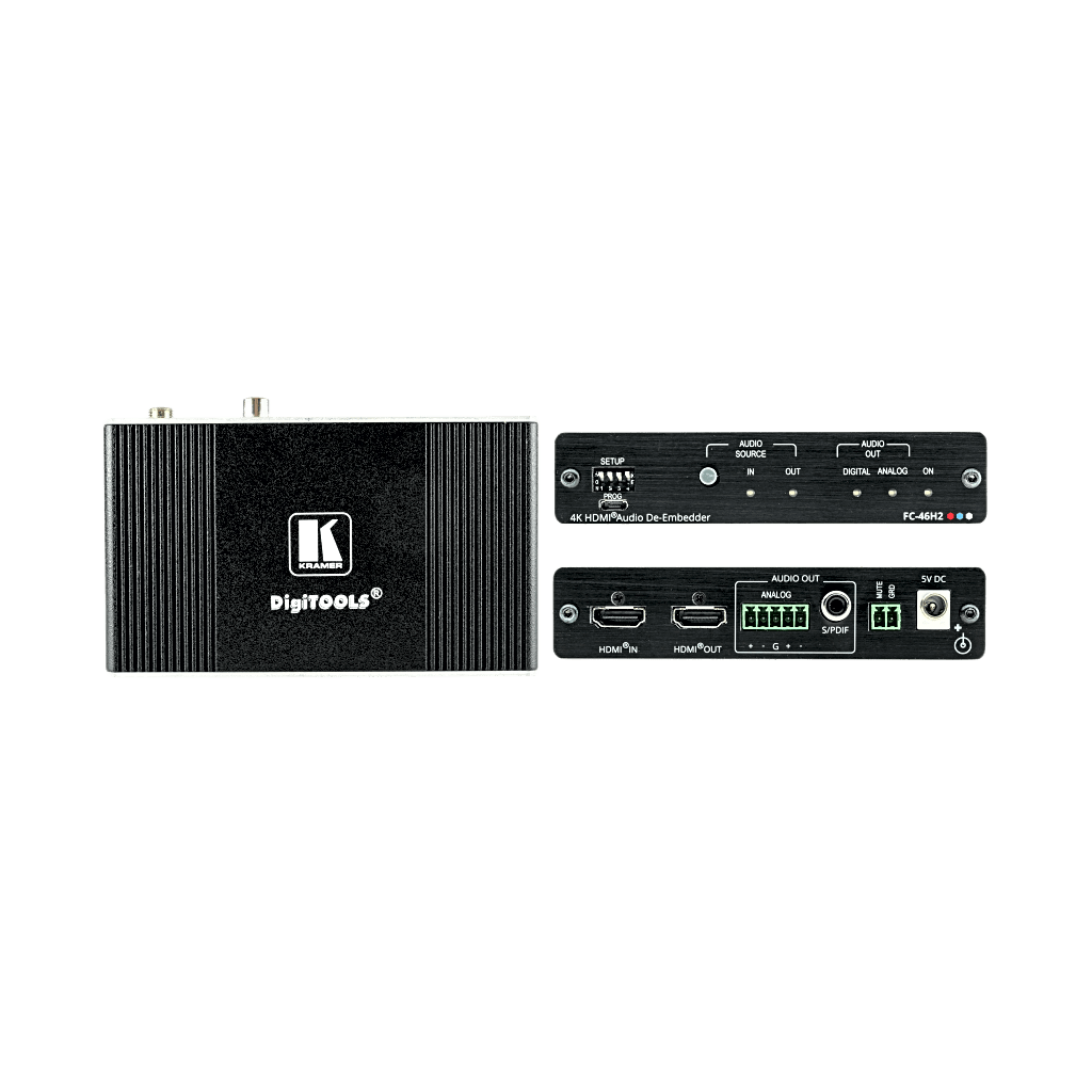 Desembebedor de Audio HDMI Profesional | 4K/60 UHD (4:4:4) | 18 Gbps | HDR | HDCP 2.2 | Salidas S/PDIF y Audio Balanceado | ARC | Gestión EDID Inteligente | Kramer re-Klocking | DigiTOOLS Compacto - Image 2