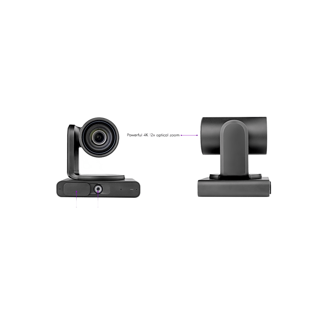 Cámara PTZ 4K Dual | Microsoft Teams Certified | 12x Zoom Óptico + Lente Panorámico 119° | Triple Micrófono Array | AI Auto-Framing | Speaker Tracking | Smart Gallery | PoE+ | USB 3.0 - Image 2
