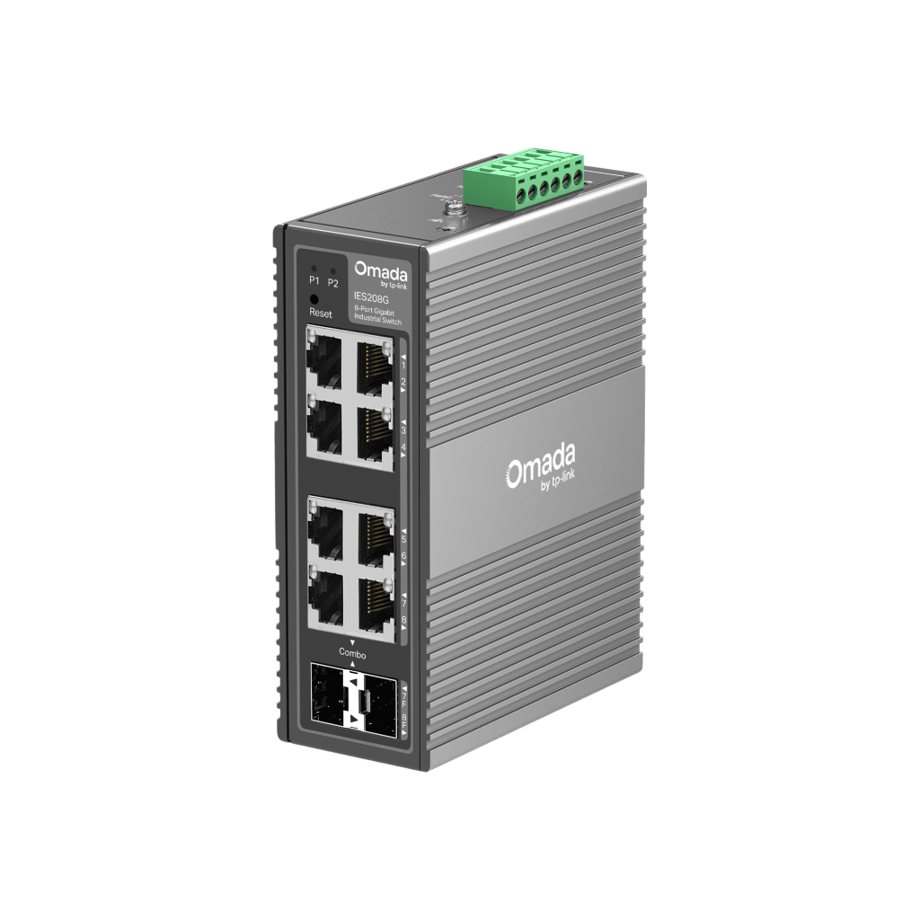 Switch Industrial Omada Easy Managed / 8 Puertos Gigabit (6× RJ45 + 2× RJ45/SFP Combo) / 16 Gbps Switching / -40°C a 75°C / Protección Rayos 6kV / Gestión Cloud / Montaje DIN Rail o Pared / IP40 - Image 2