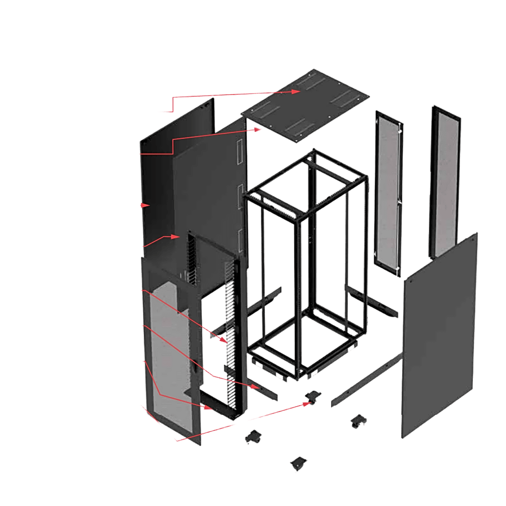 Gabinete de Servidor ProLine S1, 45U, 2150 x 800 x 1200 mm, Acero Negro RAL 9005, Kit Ruedas/Niveladores, Gestión de Cableado, Flujo de Aire Optimizado - Image 3