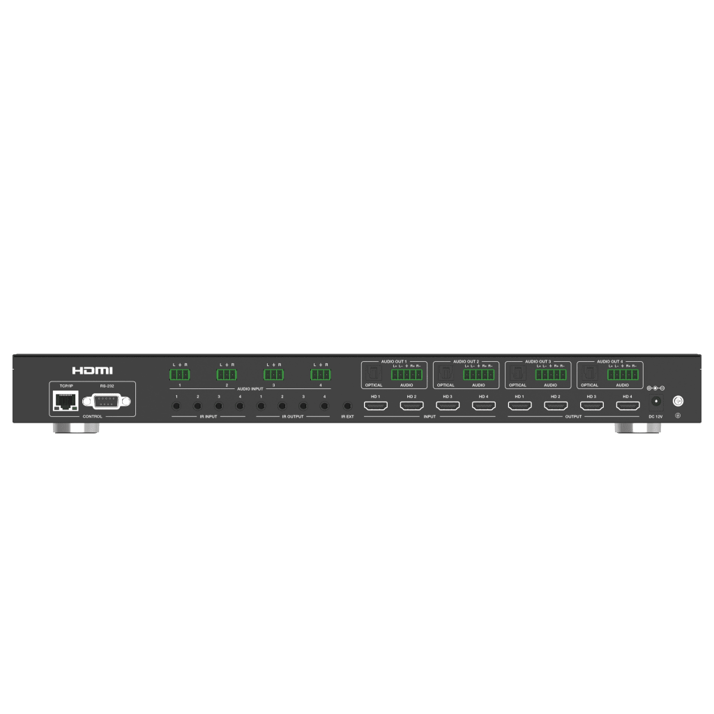Switch de Video Matrix 4x4 HDMI 2.0 | 18Gbps Ancho de Banda | 4K2K@60Hz Resolución | 4 Entradas 4 Salidas HDMI | Audio LPCM y Dolby Digital | Control TCP-IP y RS-232 | Conectores Phoenix para Audio | Metal Enclosure - Image 2