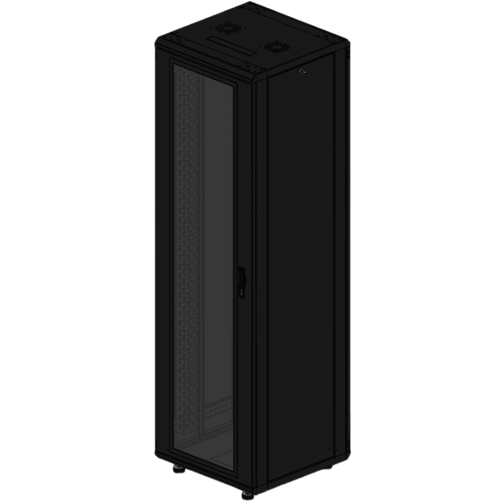 Gabinete rackeable de piso de 42U, compatible con estándar 19 pulgadas, equipado con puerta frontal de cristal para una mejor visibilidad y presentación profesional - Image 2
