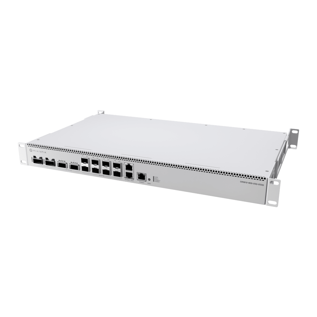 Switch de Red MikroTik CRS812 DDQ / 400 Gbps / 8 Puertos SFP56 de 50G / 2 Puertos QSFP56 de 200G / 2 Puertos QSFP56-DD de 400G / RouterOS v7 / ARM Quad-Core 2 GHz / 4 GB RAM / Rackmount - Image 2