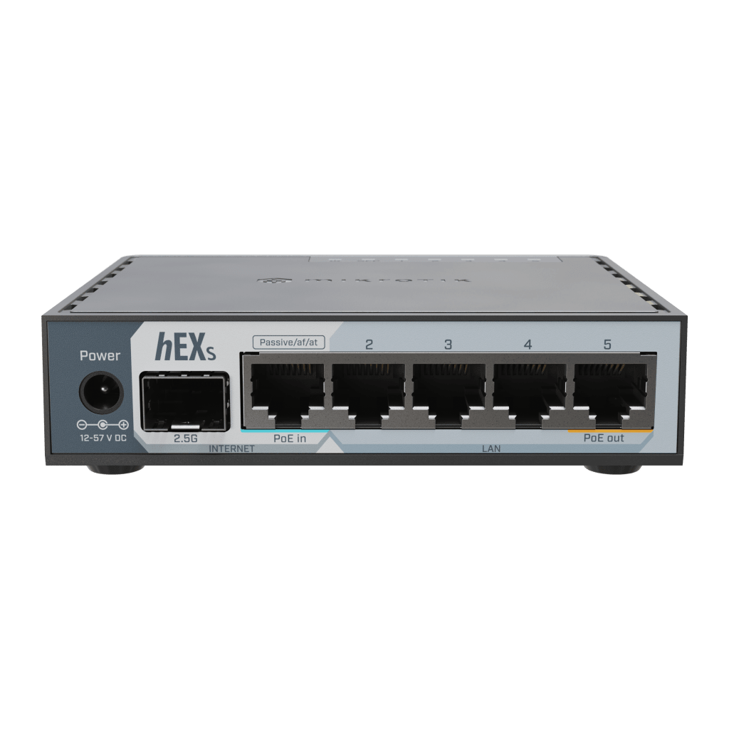 Router hEX S / 5 Puertos Gigabit Ethernet / 1 Puerto SFP 2.5G / Dual-Core ARM / 512 MB RAM / RouterOS V7 / PoE-In y PoE-Out / Montaje en Pared - Image 2