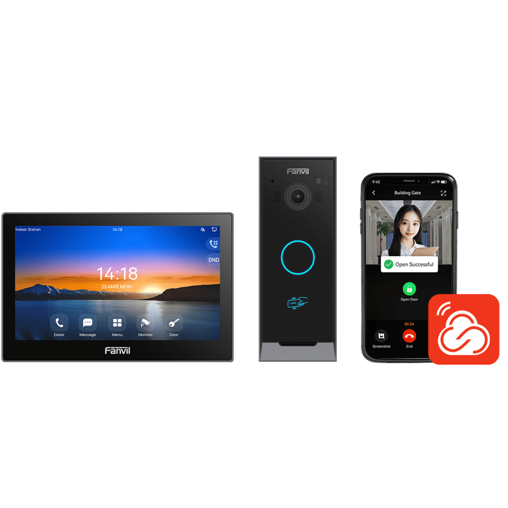 Kit Videoportero IP / Estación Interior i504W + Frente de Calle i60 / Pantalla Táctil 7" HD / Videollamadas H.264/H.265 / Wi-Fi Dual Band / PoE / App Fanvil Link / ONVIF / 10,000 Tarjetas RFID - Image 2