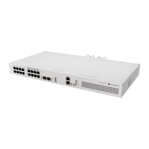 Switch de Red MikroTik CRS418-8P-8G-2S+RM / 17 Puertos Gigabit Ethernet / 8 Puertos PoE-out 802.3af/at / 2 Puertos SFP+ 10G / CPU Quad-Core 2.2 GHz ARM / RouterOS v7 / L3 HW Offloading / Alimentación Dual Redundante / USB 3.0