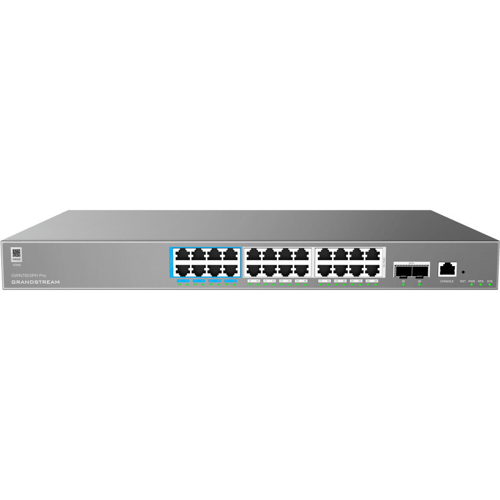 Switch de Red Empresarial L2++ / Serie GWN7800 Pro / 24 Puertos Gigabit PoE 400W / 2 SFP+ / Gestión Cloud GDMS / VLAN 4K / QoS Avanzado / Seguridad Integral - Image 2