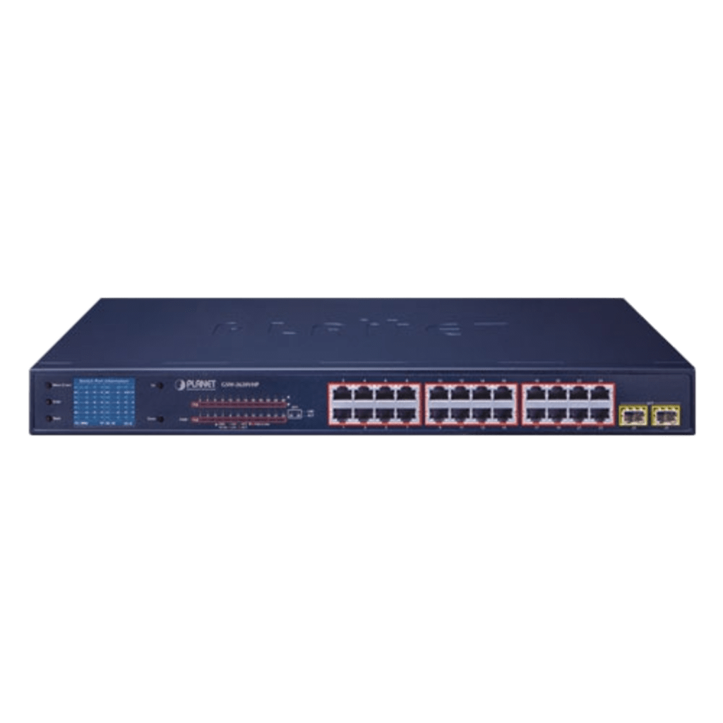 Switch PoE de 24 Puertos Gigabit 802.3af/at con Modo Extendido 250 m, 2 Puertos SFP 1000SX , Pantalla LCD para Configuración Básica, Hasta 300 W para PoE - Image 2