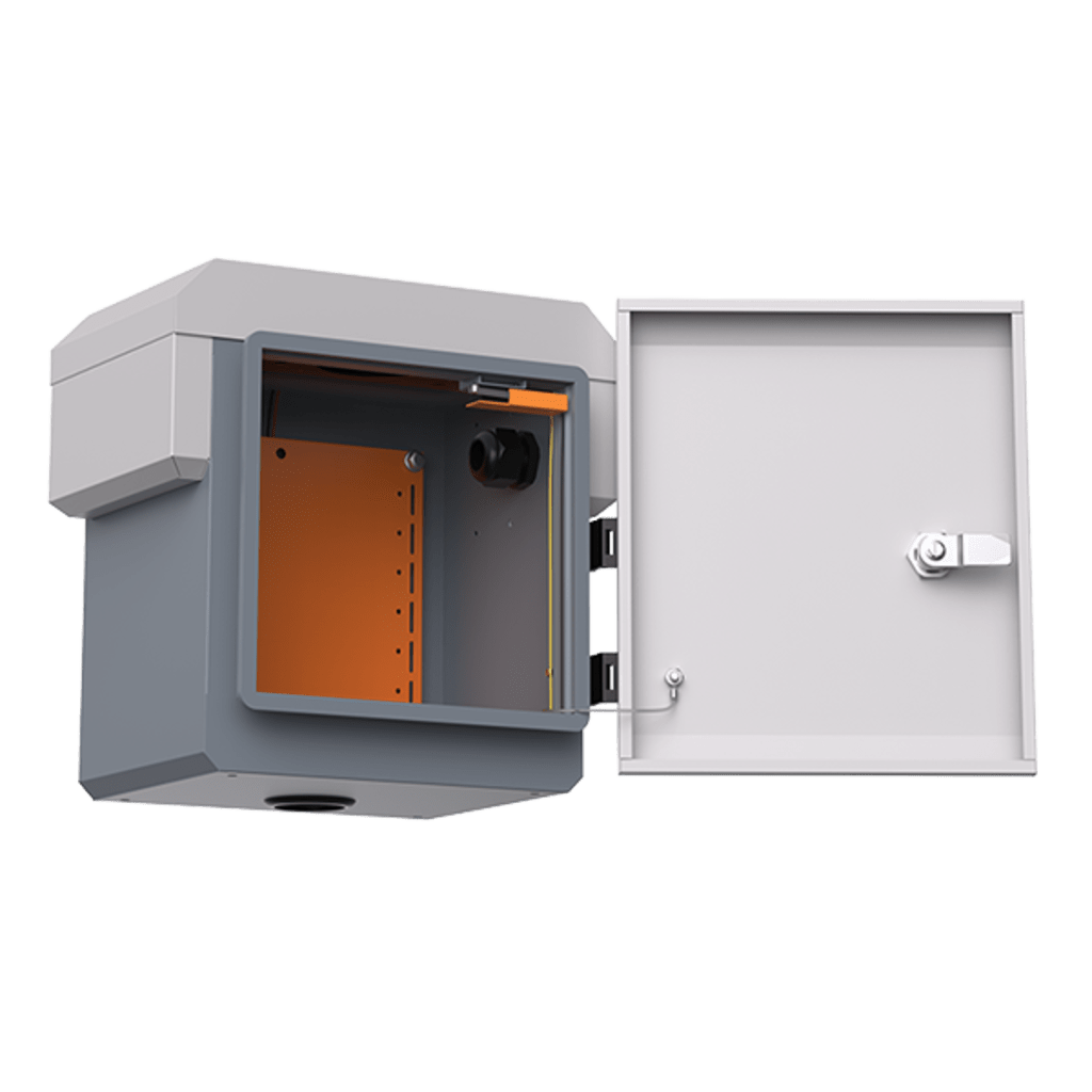 Gabinete de Acero Ventilado para Exterior 250 x 250 x 180 mm con Rieles DIN y 4 Placas Laterales para Montaje de Equipos por Fuera - Image 4