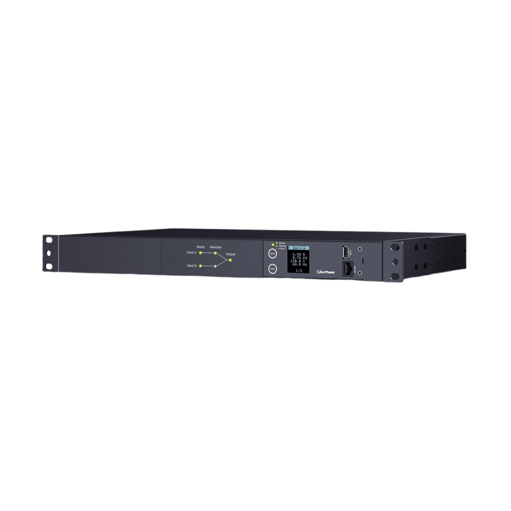 PDU ATS (Fuente Redundante Auto-transferible) Medible, Para Distribución de Energía, 2 Entradas 120 Vca NEMA5-15P, Con 10 Salidas NEMA 5-15R, Horizontal 19in, 1UR - Image 3