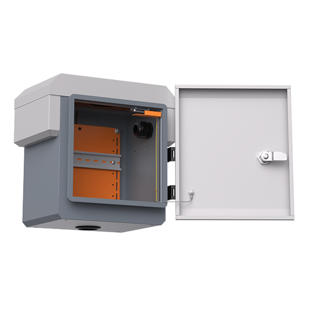 Gabinete de Acero Ventilado para Exterior 250 x 250 x 180 mm con Rieles DIN y 4 Placas Laterales para Montaje de Equipos por Fuera - Image 3