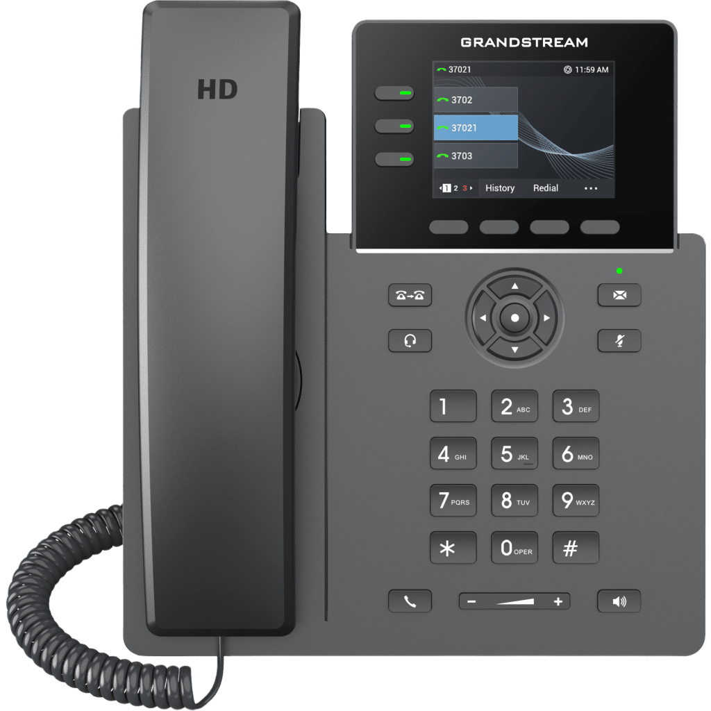 Teléfono IP Grado Operador / 3 Líneas / 12 Botones Virtuales Multiuso / Pantalla LCD 2.8 Pulgadas / Puertos Gigabit con PoE / Audio HD / Compatible con GDMS - Image 3