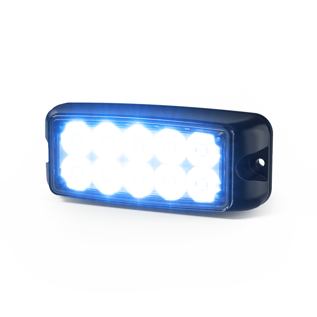 Luz de Advertencia de 5X2" 10 LED, Rojo/Azul, Bisel Negro, Lente Transparente - Image 3