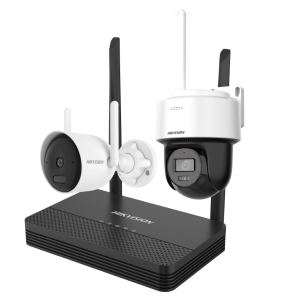 Kit IP Inalámbrico 2 Megapíxel / NVS 4 Canales / 1 Cámara Bala Exterior + 1 Cámara Turret Interior con Lente 2.8 mm y Dual Light / Audio Bidireccional (Micrófono y Bocina) / Soporta Micro SD de 512 GB