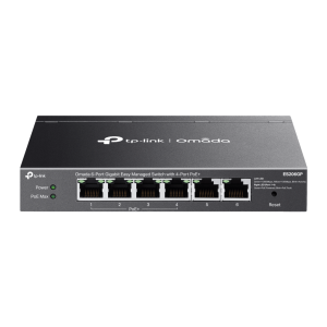 Switch Omada 6 Puertos Gigabit / 4 Puertos PoE+ 65W / Gestión Cloud SDN / Sin Ventiladores / QoS / VLAN / IGMP Snooping / 250 m PoE