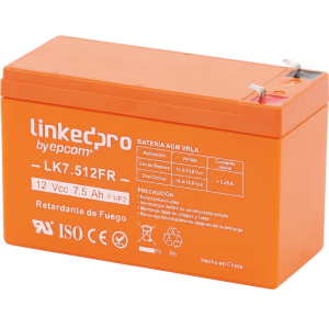 Batería de respaldo 12 V | 7.5 Ah | AGM | Certificada UL94-V0 Retardante a la Flama | Especial para Seguridad Electrónica | UPS | Sistemas de Emergencia | Vida útil 5 años | Terminales F1 + Adaptador F2