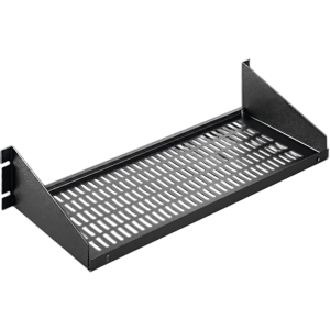 Charola para Rack 19 Pulgadas, Capacidad de Carga 34 kg, Base Ventilada, Acero Dulce Color Negro, 2 UR, Dimensiones 482x381x95 mm