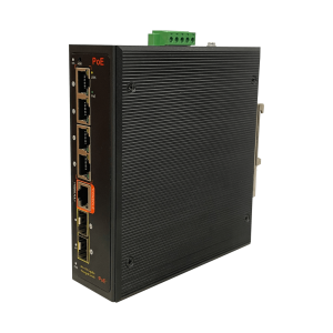 Switch PoE Industrial Administrable / 4 Puertos 1GbE PoE / 2 Slots SFP / IP40 / Rango de Temperatura -40°C a 80°C / ERPS con Recuperación <20 ms / STP/RSTP/MSTP / VLAN / Seguridad Avanzada