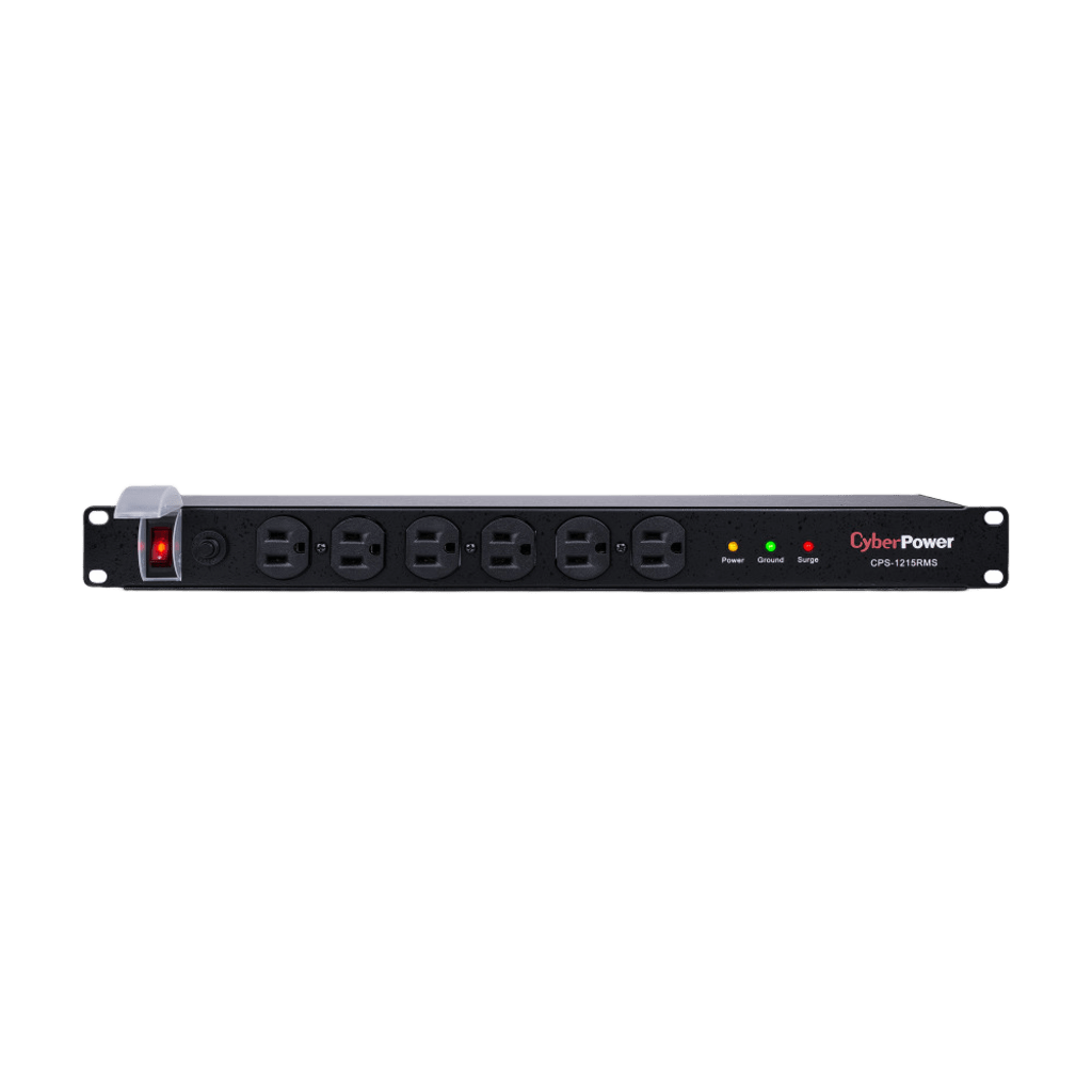 PDU Básico Para Distribución de Energía con Supresor de Picos, Con 12 Tomas NEMA 5-15R Traseras, 1UR, 15 Amp, 120 Vca, 1800 Joules de Protección