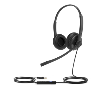 Diadema USB Alámbrica Yealink UH34 Dual Teams C/ Almohadillas de Cuero Compatible con Teléfonos IP Yealink y Computadoras