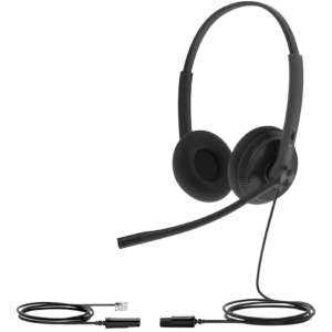Diadema Alámbrica YHS34 Dual de Yealink QD a RJ9 con Almohadillas de Esponja