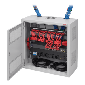 Gabinete Rack Horizontal D-Box 6U / Perfil Bajo 1219 mm x 610 mm x 313 mm / Acero RAL 7035 / Puerta 120° / Retail y Puntos Públicos