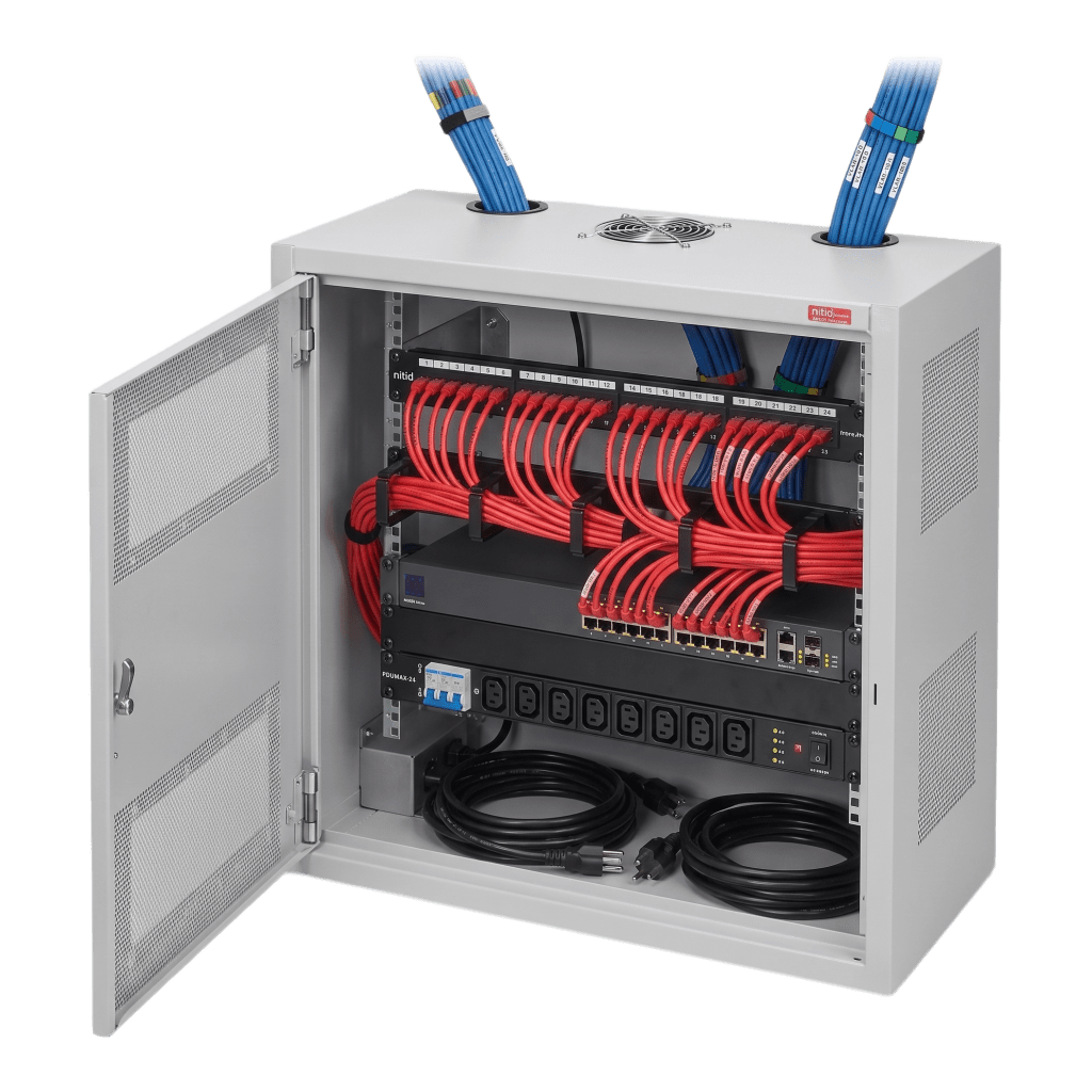 Gabinete Rack Horizontal D-Box 6U / Perfil Bajo 1219 mm x 610 mm x 313 mm / Acero RAL 7035 / Puerta 120° / Retail y Puntos Públicos
