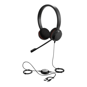 Jabra Evolve 20 DUO con conexión USB C/A, Micrófono con Cancelación de Ruido de Ultima Generación, Configuración Plug and Play (4999-829-269)