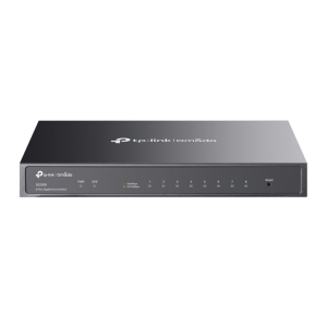 Switch Administrado Gigabit 8 Puertos / Omada SDN / 16 Gbps Capacidad Switching / Gestión Cloud y Local / VLAN / QoS / ACL / Sin Ventiladores / Montaje Pared-Escritorio