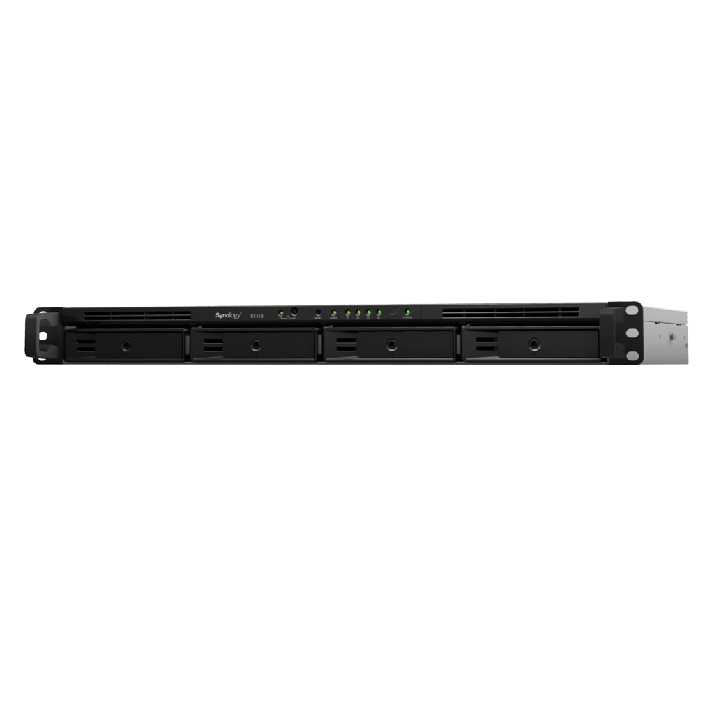 Unidad de Expansión Synology RX418 | 4 Bahías SATA HDD/SSD 3.5" y 2.5" | eSATA | Profundidad 30 cm | Compatible con RackStation 1U | Administración DSM.