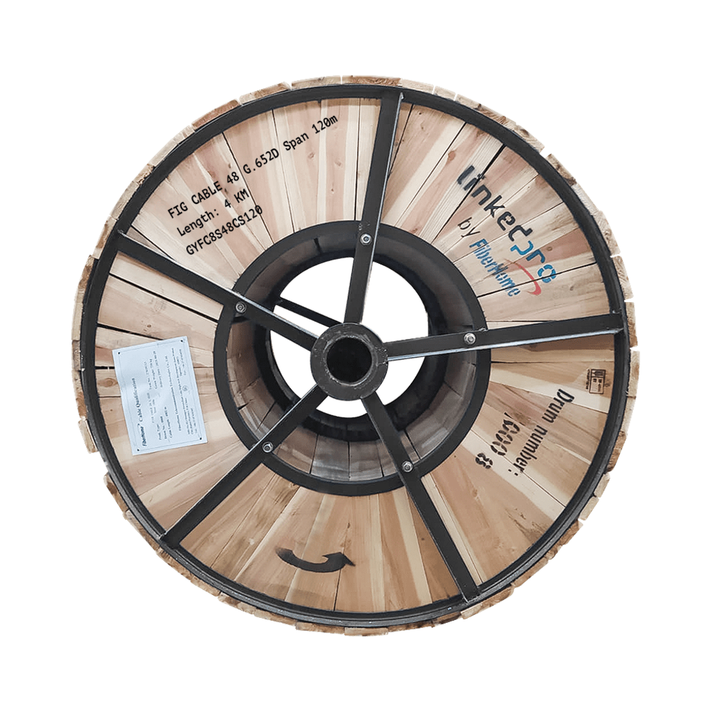 Carrete de 4 km de Fibra ?ptica A?rea Figura 8 Armada Antirroedor G.652D, Monomodo de 48 Hilos, Exterior, Span 120
