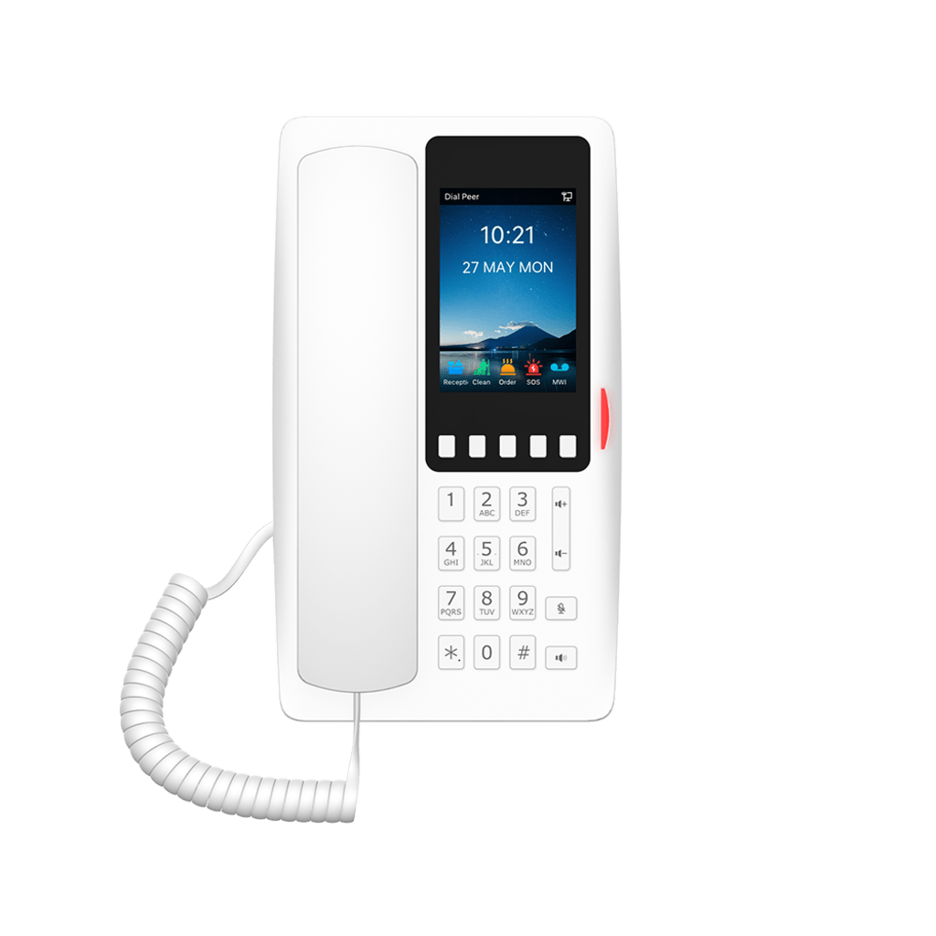 Tel?fono IP Hotelero Wi-Fi 6 / Pantalla IPS 3.5" 320x480 / 2 L?neas SIP / 5 Teclas Programables / Puerto USB-A / PoE 802.3af / Audio HD / Dise?o Blanco