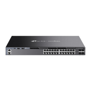 Switch Omada L3 SDN Administrable / 24 puertos Gigabit y 4 puertos SFP+ / Funciones RIP, VRRP, Servidor DHCP / Administración centralizada OMADA / Fuente Redundante