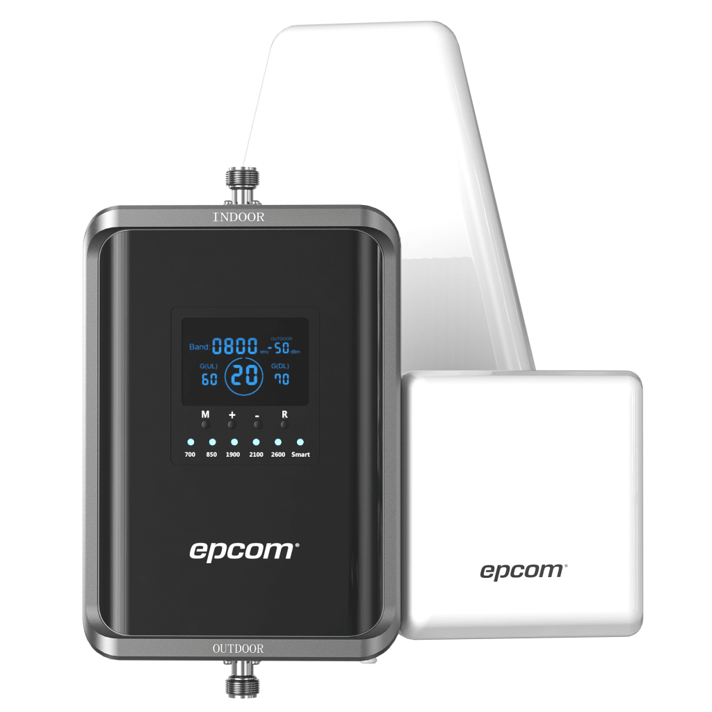 Kit Amplificador de Señal Celular 2G, 3G, 4G y 5G / Mejora llamadas convencionales y VoLTE / Amplifica señal de TELCEL, AT&T, MOVISTAR, BAIT,DiRi y más / Cubre hasta 300 m² con una antena y hasta 600 m² con 2 antenas.