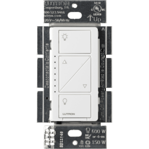 (Caseta Wireless) Atenuador, aumenta/disminuye intensidad de Iluminación, requiere cable neutro. 250W LED /1000 INC/HAL