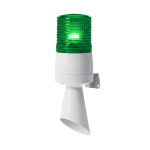 Luz LED con patrones de destello fijo y destellante con buzzer incorporado de alto volumen Máx. 95 dB color Verde 24 VCD