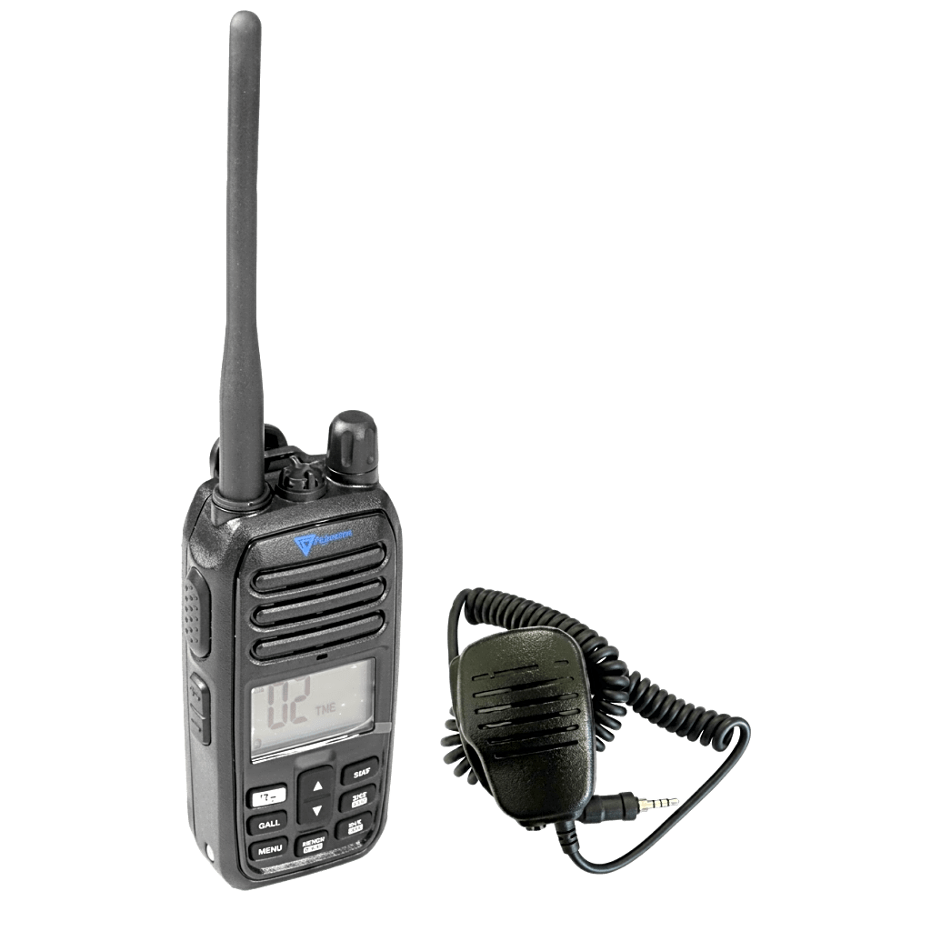 Radio Portátil Marino TXM52 / Sumergible IP67 / Luz Activada por Agua / NRC Reducción de Ruido / Dual-Watch / 5W de Potencia / Incluye Micrófono de Mano