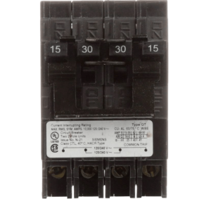 Interruptor automático CUADRUPLEX enchufable tipo QT 2 polos dobles, 15-30 amp