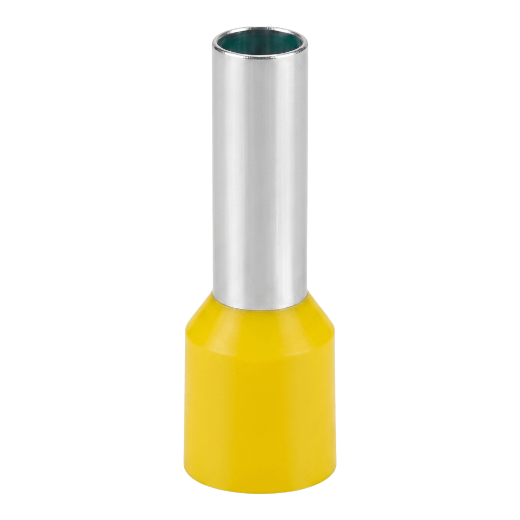 Conector Ferrule | 10AWG | 6mm² | Conductor Latón Estañado | Aislamiento PVC Blanco | 25 Piezas por Bolsa