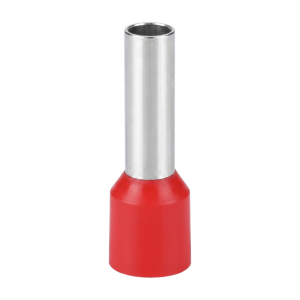 Conector Ferrule | 6AWG | 10mm²  | Conductor Latón Estañado  | Aislamiento PVC Rojo | 25 Piezas por Bolsa
