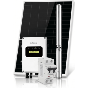 Kit de Bombeo Solar 3000W (4 HP) / Bomba Sumergible con Controlador H?brido AC/DC 136-264VAC / 108-403VCD / 6 M?dulos Solares 540W / Interruptor Termomagn?tico 2P 20A 800V CC / Protector de Descargas Atmosf?ricas / Gabinete IP66